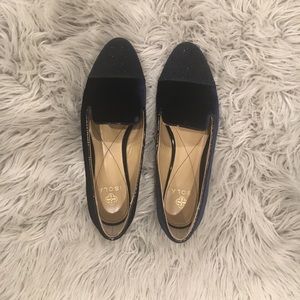 Navy velvet flats